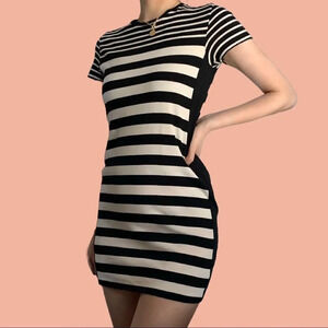 Zara Trafaluc black and white striped dress